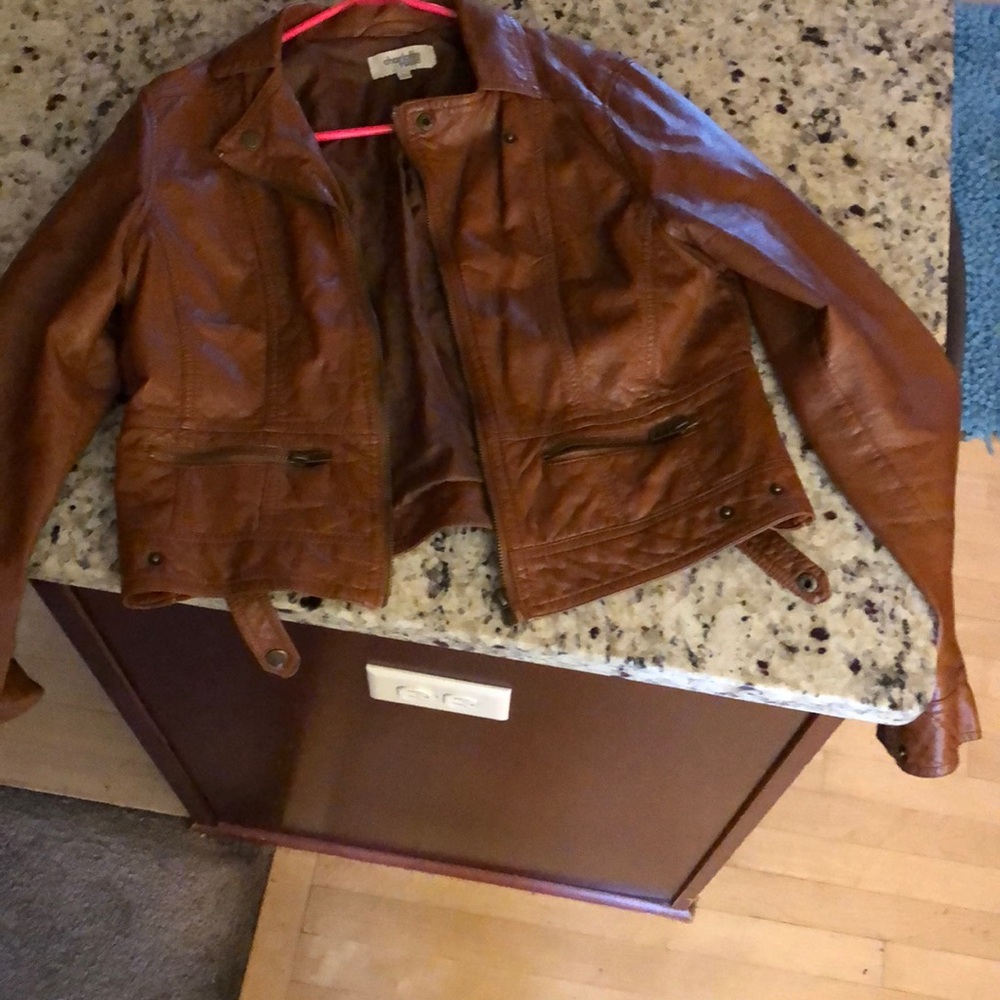 Brown leather coat
